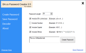 BA.co Password Creator screenshot