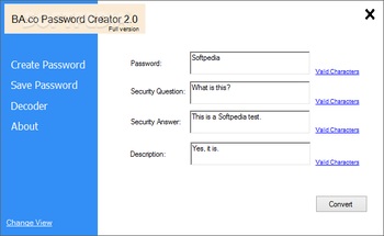 BA.co Password Creator screenshot 2