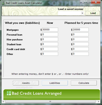 Bad Credit Loans Asset Calculator screenshot 2