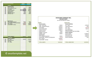 Balance Sheet Statement Spreadsheet screenshot