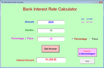 Bank Interest Rate Calculator screenshot