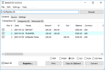 Bank2CSV screenshot