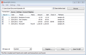 Bank2QIF screenshot
