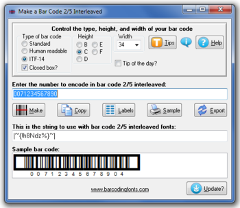 Bar Code 2 of 5 Interleaved screenshot