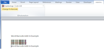 Barcode Add in for Word screenshot