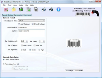 Barcode Label Generator and Printing Software screenshot