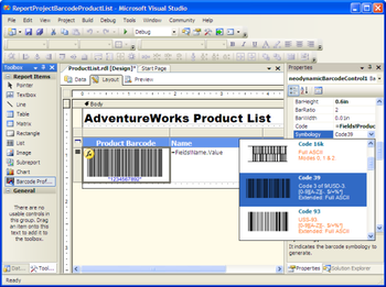Barcode Professional for Reporting Services screenshot