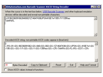Barcode Scanner ASCII String Decoder screenshot