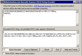 Barcode Scanner ASCII String Decoder screenshot