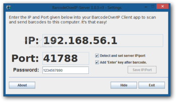 BarcodeOverIP-Server screenshot
