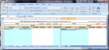 BAS Business Accounts Software Excel screenshot