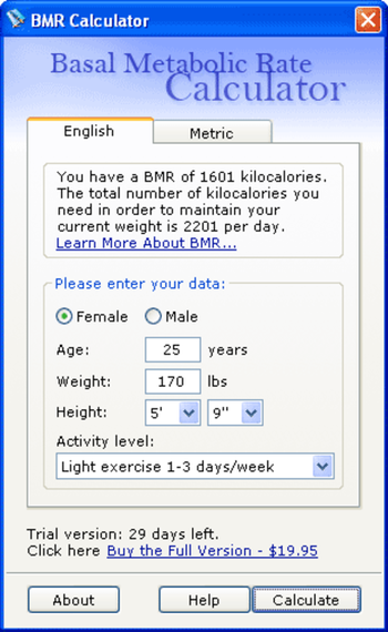 Basal Metabolic Rate Calculator screenshot 2
