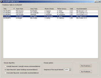 Baseball Predictor screenshot