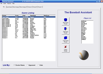 Baseball Roster Organizer screenshot