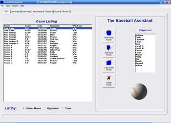 Baseball Roster Organizer screenshot