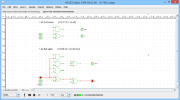 Basic half-adder and full-adder circuits screenshot