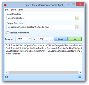 Batch file extension rename tool screenshot