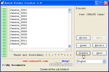 Batch Folder Creator screenshot 2