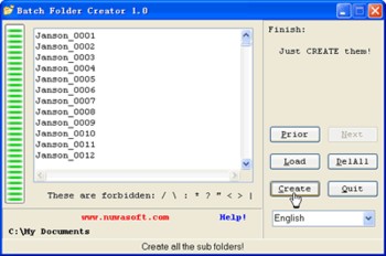Batch Folder Creator screenshot 3
