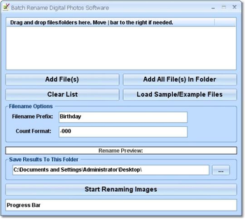 Batch Rename Digital Photos Software screenshot