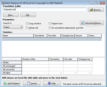 Batch Replacer for MS Excel screenshot