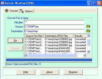 Batch WinFax2JPEG screenshot