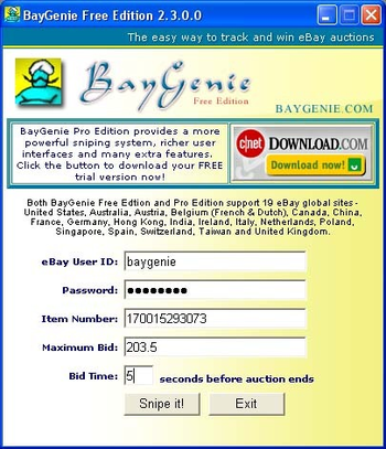 BayGenie eBay Auction Sniper Free screenshot