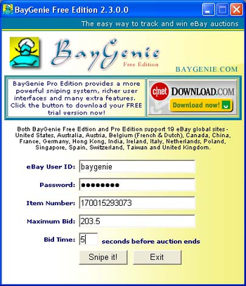 BayGenie eBay Auction Sniper Free screenshot