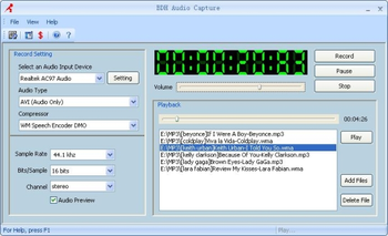 BDH Audio Capture screenshot