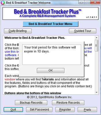 Bed and Breakfast Tracker Plus screenshot