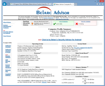 Belarc Advisor screenshot