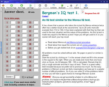 Bergmans IQ test screenshot