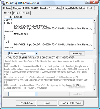 Bersoft HTML Print screenshot 4
