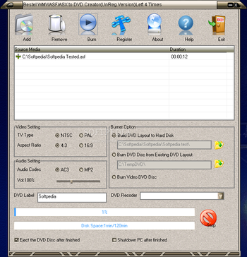 Bestel WMV ASF ASX to DVD Creator screenshot
