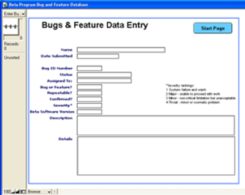 Beta Program Bug & Feature Database screenshot 2