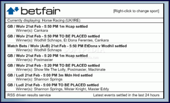 Betfair Results Reader screenshot