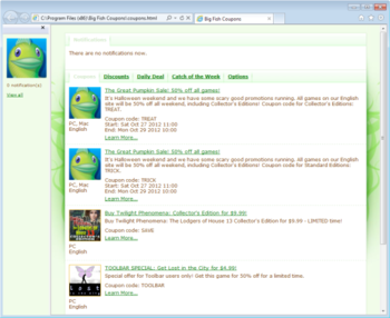 Big Fish Coupons for Internet Explorer screenshot