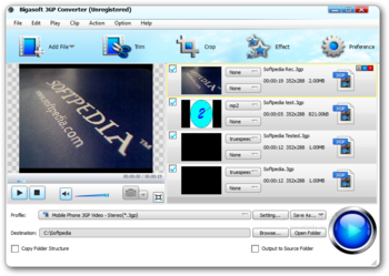 Bigasoft 3GP Converter screenshot