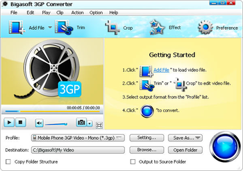 Bigasoft 3GP Converter screenshot 2