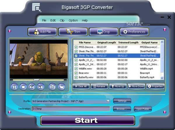 Bigasoft 3GP Converter screenshot 3