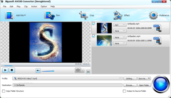 Bigasoft AVCHD Converter screenshot