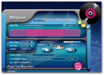 Bigasoft BlackBerry Ringtone Maker screenshot