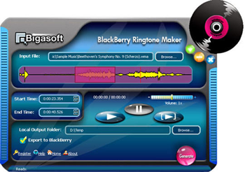 Bigasoft BlackBerry Ringtone Maker screenshot