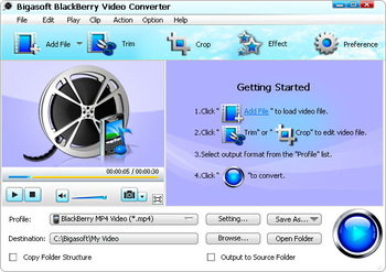 Bigasoft BlackBerry Video Converter screenshot