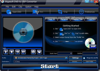 Bigasoft DVD to 3GP Converter screenshot 2