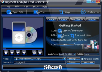 Bigasoft DVD to iPod Converter screenshot 2