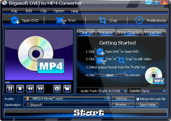 Bigasoft DVD to MP4 Converter screenshot