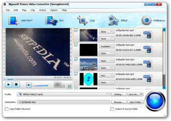 Bigasoft iTunes Video Converter screenshot