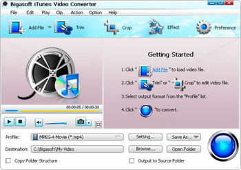 Bigasoft iTunes Video Converter screenshot