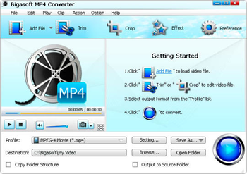 Bigasoft MP4 Converter screenshot